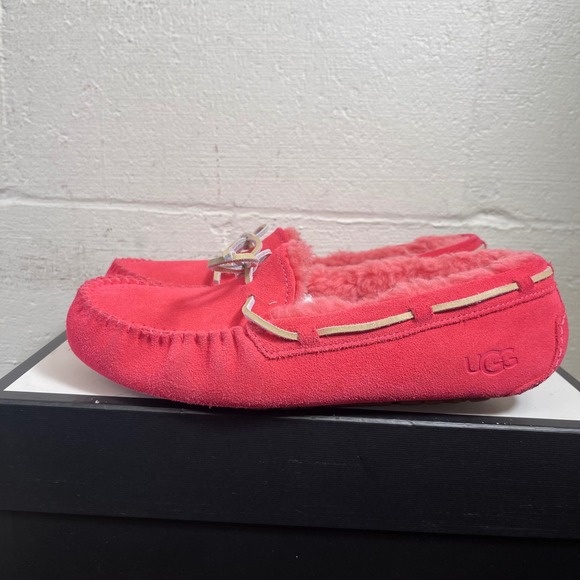 UGG Dakota 1107949 Shearling Moccasin Slipper Nantucket Coral Suede Women's 11 - Picture 4 of 11